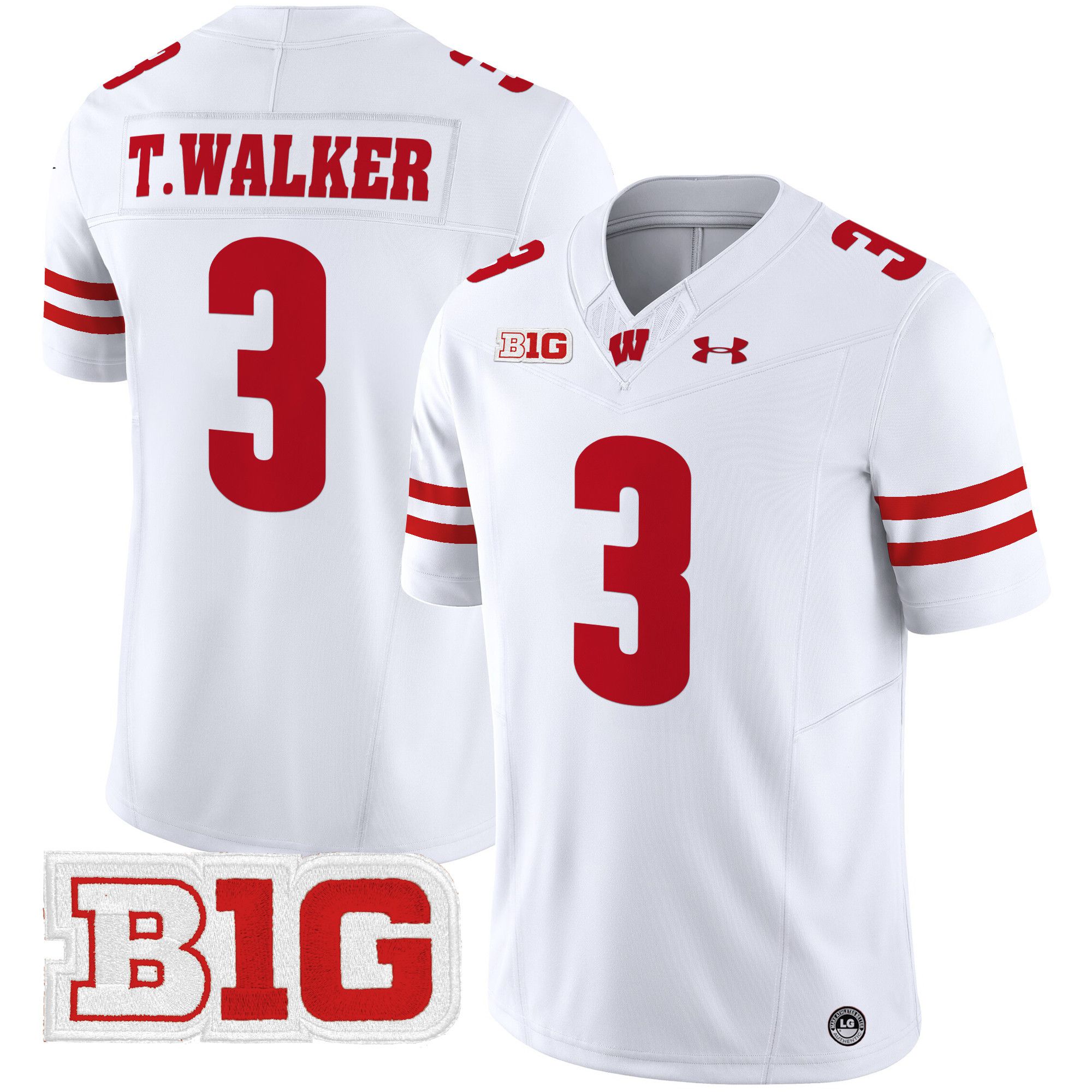 Men Wisconsin Badgers #3 T.Walker White 2024 Vapor Limited NCAA Jersey